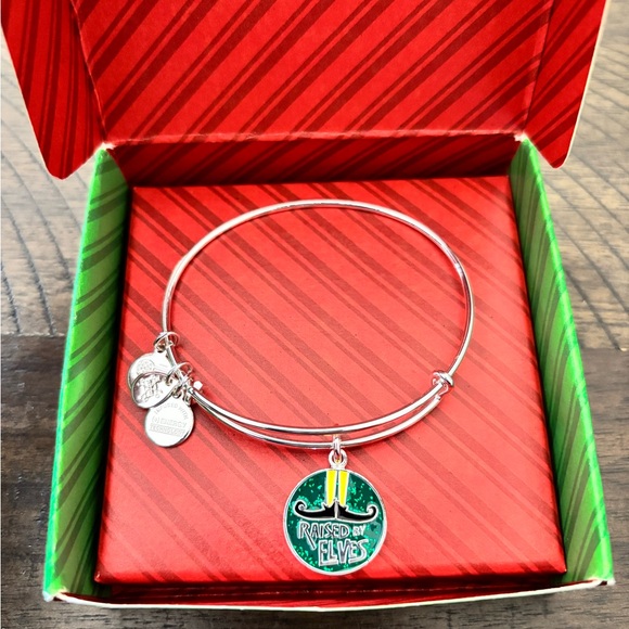 Alex and Ani Elf “Raised by Elves” Charm Bangle Bracelet Holiday Silver - Picture 3 of 4